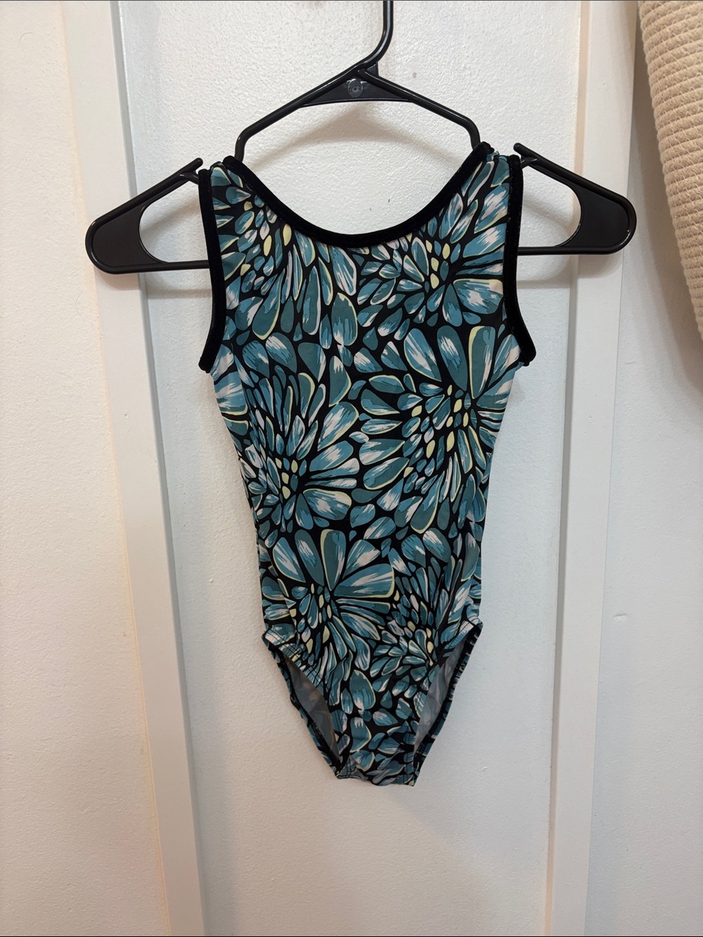 Kids Floral Print Leotard in Teal